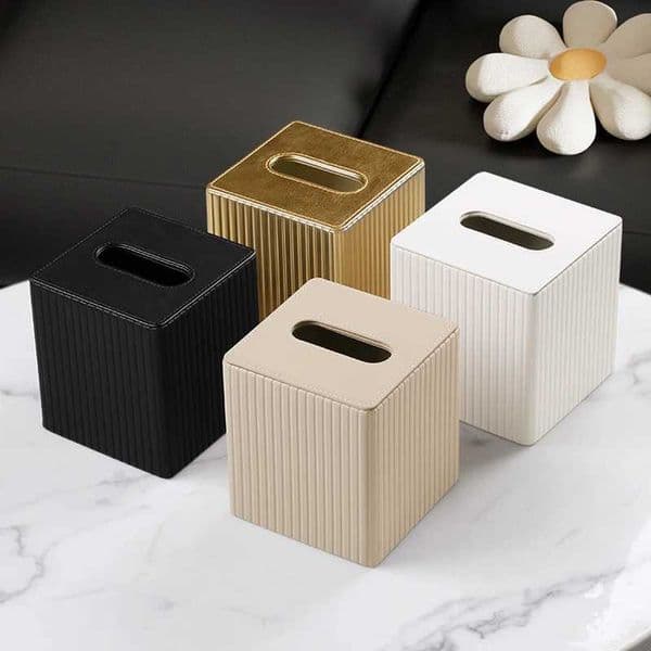 Square Striped Leather Tissue Box Minimst Luxury Napkin Holder Hotel Restaurant Tissue Dispenser Bedroom HomeJ260525