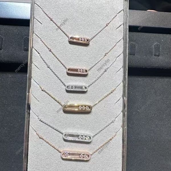 Designer Messike Messikaa Necklace Full Diamond Smooth Three-Diamond Sliding Necklaces Fashionable Elegant Rose Gold Jewelry For Women