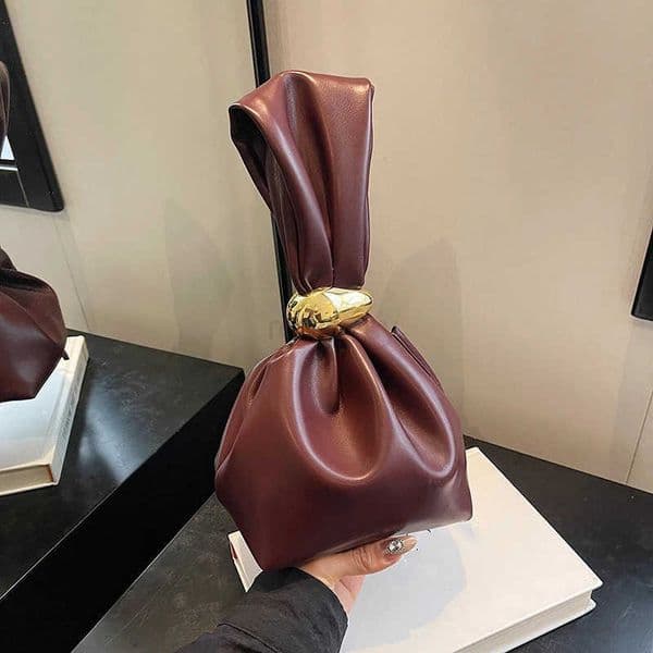 Design Mini PU Leather Dumpling Niche Clutch Bags for Women Fashion Knotted Female Retro Shoulder Bag Wrist Handbags and PursesR260525