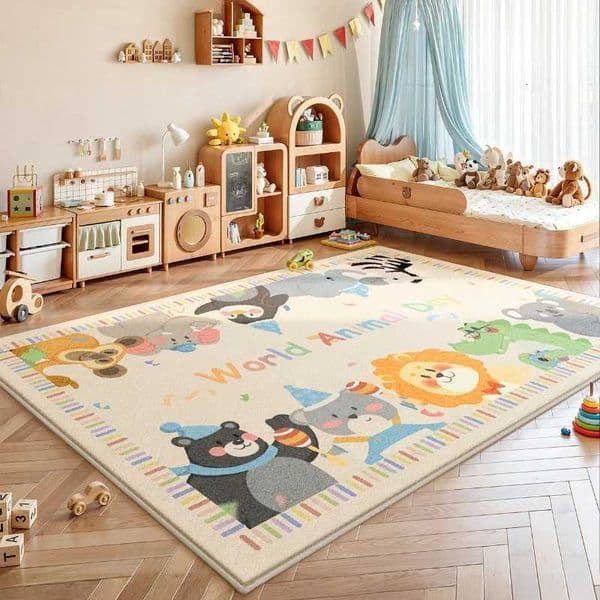 Cartoon Style Bedroom Decor Large Carpet Animal Print Carpets for Living Room Fluffy Soft Childrens Floor Mat Thicken Plush RugJ260525