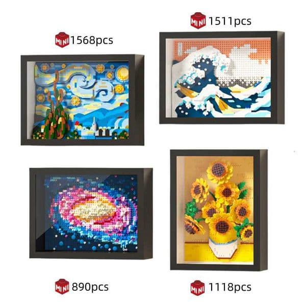 Creative World-famous Art Painting suower Van Gogh The Starry Night Galaxy Kanaga Building BlockChristmas Birthday GiftsJ260525