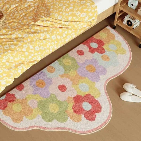 Girly Style Carpets for Living Room Colorful Flowers Bedroom Decor Carpet Irregular Bedside Plush Rug Fluffy Soft Home Floor Mat W260525