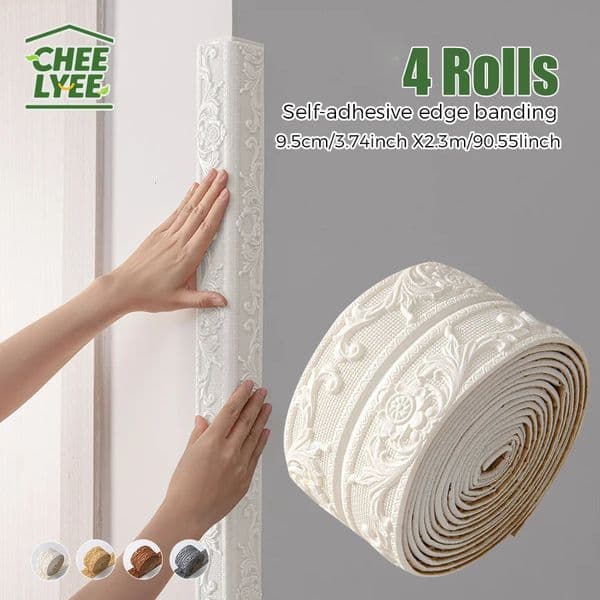 4Rolls Sxp Self-Adhesive Edge Banding Strip Foam Waistline Sticker 8mm Thikness Peel-And-Stick Suitable for all Indoor Areas 260525