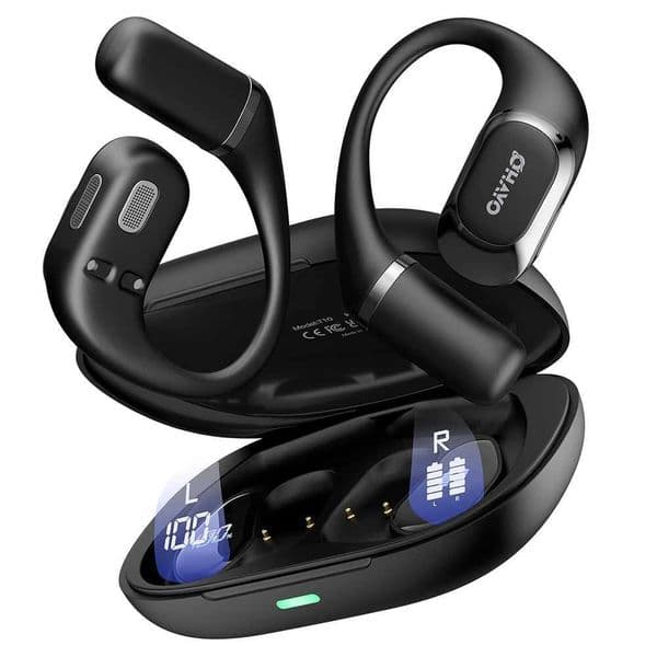 Ohayo Open-Ear Earphones Ear Hooks Wireless Bluetooth 54 Headphones IPX6 Waterproof Air conduction Sports Earbuds TWS with Mic T260525