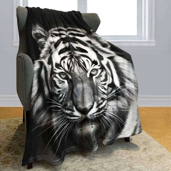 White Throw Thin Blanket Animals Printed Lightweight Couch Home Decor Gift for Lion Tiger Elk Bears Dogs Cats Lovers W260525
