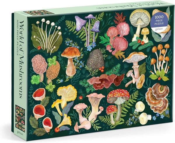 Galison World of Mushrooms 1000 Piece Jigsaw Puzzle Featuring Beautiful Painted Artwork of A Mushroom and Fungi Collection X260525