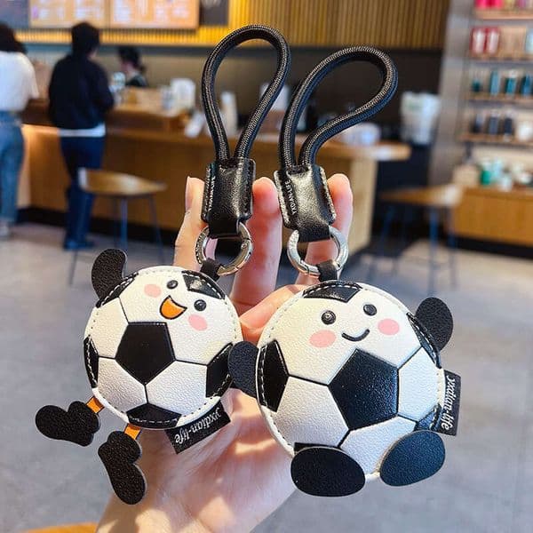 Creative PU Leather Football Doll Pendant Cartoon Bag Keychain Ornament World Cup Commemorative Gift