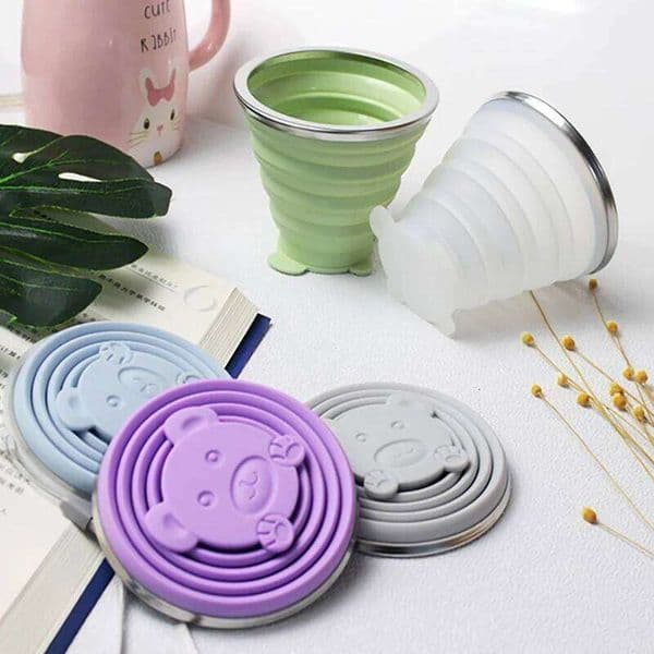 180/320ML Silicone Collapsible Travelling Cups Reusable & Portable Drinking Cup with Lids for Outdoor Hiking S260523 444