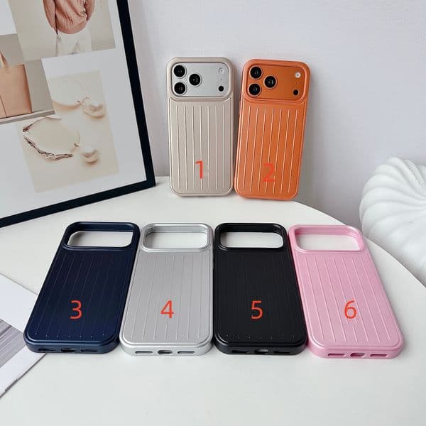 3D Corrugated Stripe Stylish Business Luggage Phone Case for IPhone 17 16 15 14 13 ProMax Cover Hard Shockproof Bumper Luxury Funda