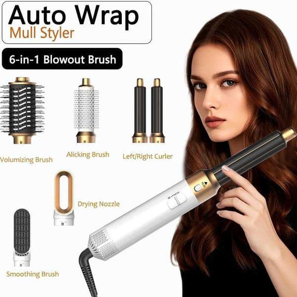 6 in 1 Hair Dryer Brush Detachable Airflow Comb Curler Straightening Brush Heat Control Styler for Smooth Hair L260525