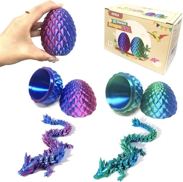 2 Pack Fidget Toy Eggs with Inside Mystery 3D Printed Dragon Egg Stocking Easter Basket Stuffers X260525