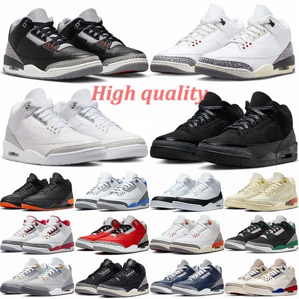 Designer Men 3S trainers Basketball Shoes UNC Green 3 Black Cement Racer Blue Fire Red Court Pink Purple Cool Grey Laser Orange Katrina Women Sport Sneakers
