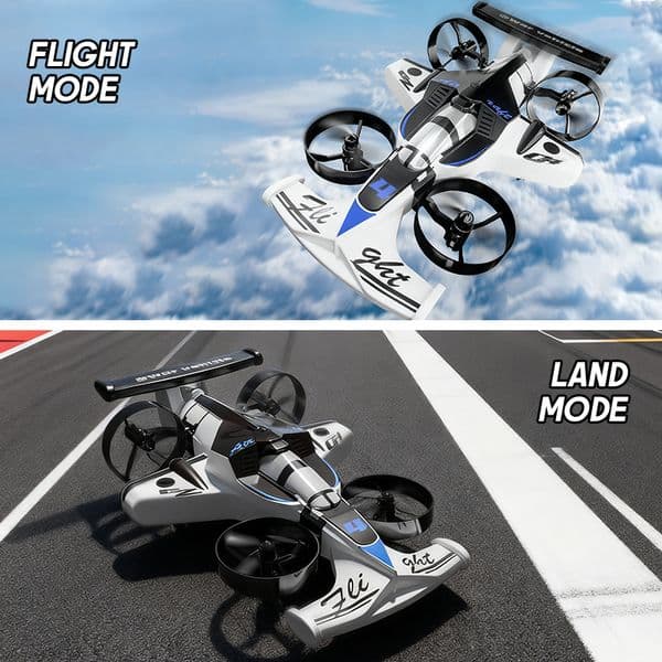 2 in1 Mini Drone Professional Air-Ground Flying Car Drones FPV 2.4G Dual Mode Long Distance Quadcopter Racing Don RC Car Children Off-Road Kids Adult Gifts