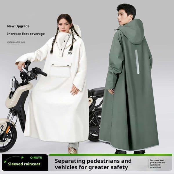 Raincoat integrated full-length thickened rainstorm proof electric battery motorcycle rain proof one-piece poncho for adults C260525