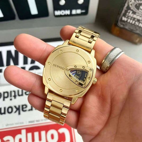 DENVOSI creative men's cool triangular display dial, stylish unique quartz watch, suitable for daily wear and gifts 26Y0525