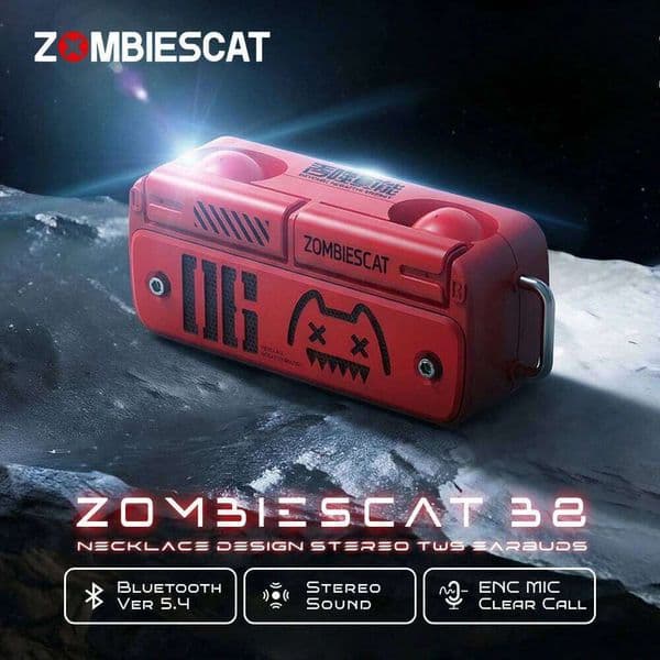 Zombies Cat B8 TWS Earbuds Necklace Design BT 5.4 Headphone ENC Call Noise Reduction Wireless Earphones with Mic 26Y0525