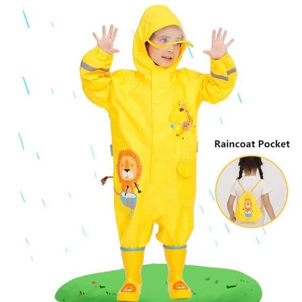 1-10 Years Old Children Raincoat Kids Boys Girls Waterproof Jumpsuit Hooded One-Piece Cartoon Dinosaur Baby Rainwear And Pants C260525