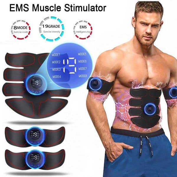 EMS Muscle Stimulator Abdominal Trainer Fitness ABS Stimulator Buttocks Hip Training Weight Loss Body Massageador Shaping Device L260525