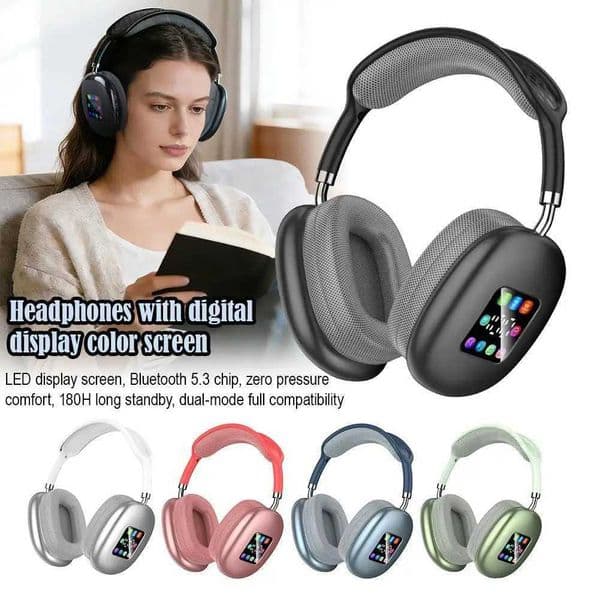 2026 Smart LCD Touch Screen Headphones ANC Noise Cancelling Wireless Earbuds with AI Control Hi-Fi Bass Bluetooth Gamer Headset T260525