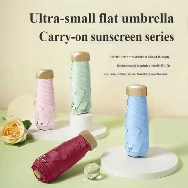 Mini Pocket Umbrella Small Sun Rain Umbrella Vinyl Folding Umbrella UV Ultraviolet Protection Sun Shade Pocket Parasol Capsule L260522