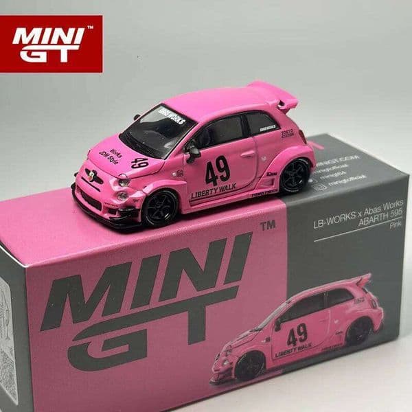 MINIGT 1:64 ABARTH 595 LB-WORKS x Abas Works Pink alloy car Model 851 26L0525