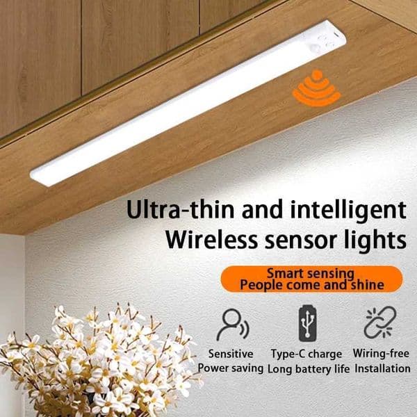 LED Ultra Thin Under Cabinet Lights Motion Sensor night light Wireless Rechargeable 3 Color Lamp Kitchen Closet Cabinet LightingR260525