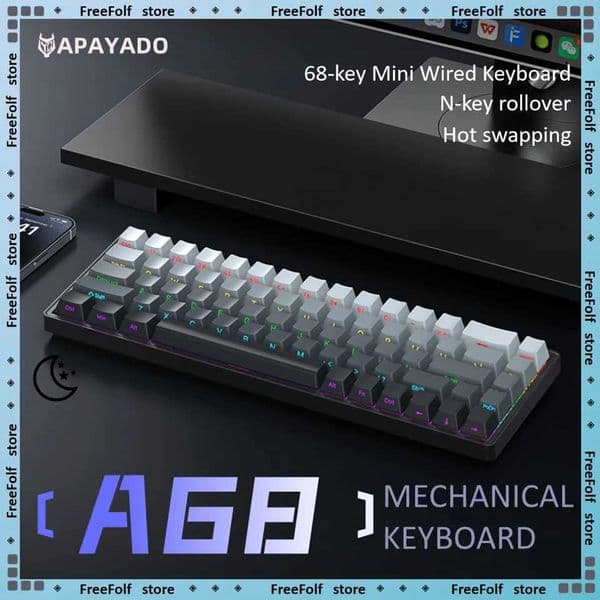 APAYADO A68 Mechanical Gaming Keyboard with Fn Light Control for Office Gaming 68 Keys Z260525
