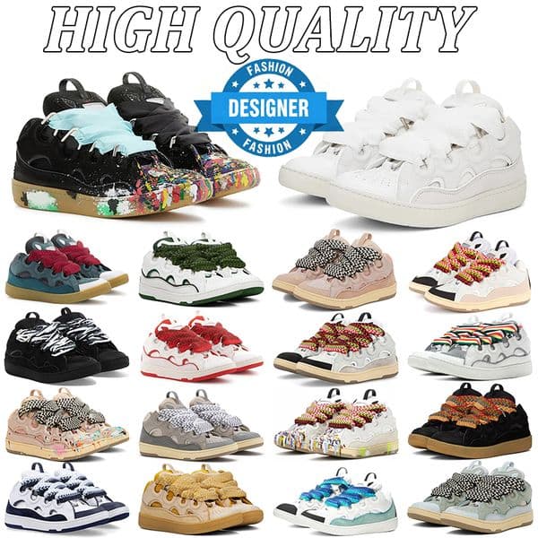Free shipping lanvas designer sneakers men women black white pink green luxury popular color-blocked lace-up triple trainers classic chunky round toe running shoes