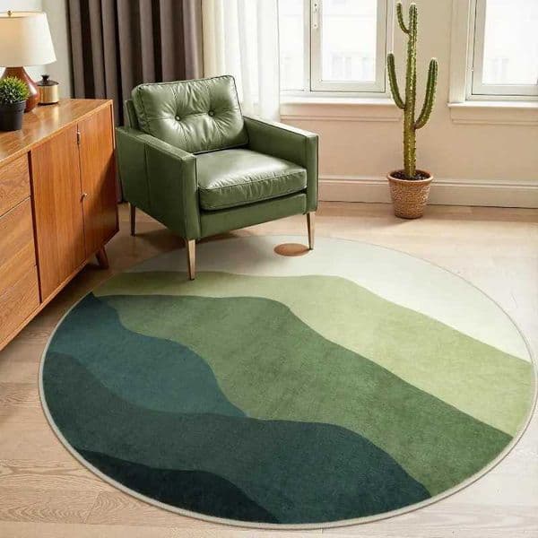 Large Round Geometric Landscape Area Rug Green Mountain Layers Living Room Bedroom Modern Decor Carpet Home DecorationJ260525