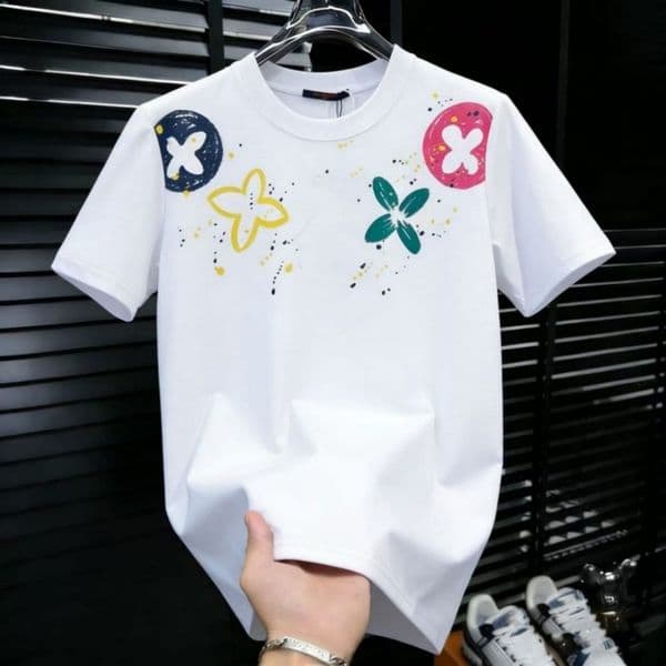 New summer trendy brand personalized men's casual shirt pure cotton heavyweight loose short-sleeved T-shirt half-sleeved top designer style88