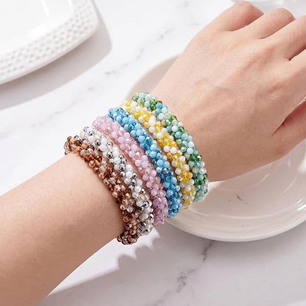 Fashion Colorful Crystal Bracelets for Women Unique Simple Elastic Rope Temperament Charm Bracelet Hairband Jewelry260521