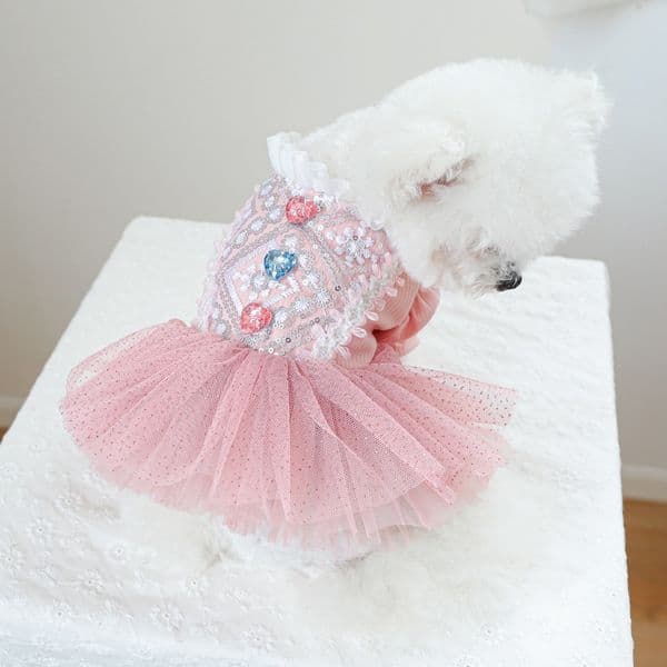 Embroidered cat Dog Wedding Dress, dog Cute Puppy Clothes For Dogs, Lace Tutu Cat Outfit Free Shipping