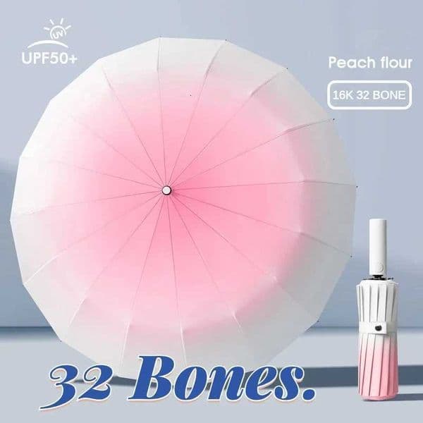 32 Bone Automatic Gradient Color Umbrella for Men Women Large 3 Fold WindproofWaterproofSunshadeSun UV Protection Umbrellas L260522
