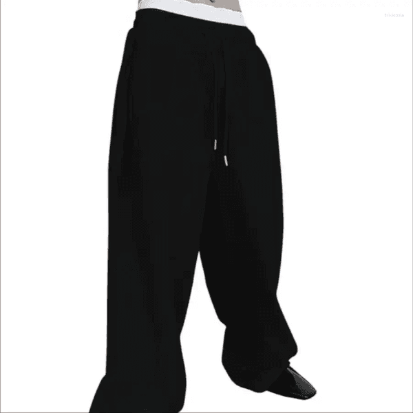 Men's Pants Plus Size Cotton Sweatpants Spring Autumn Solid Color Baggy Loose Elastic Waist Casual Trousers For Daily Wear Running