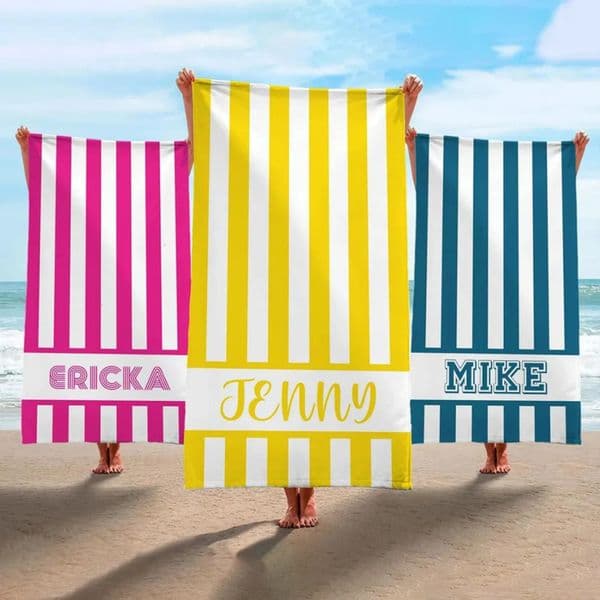 2026 perfume Towel Personalized Beach Towels Palm Tree Striped Girls Trip Custom With Name cologne Kids Pool Party Family Vacation Free Shipping 6 18