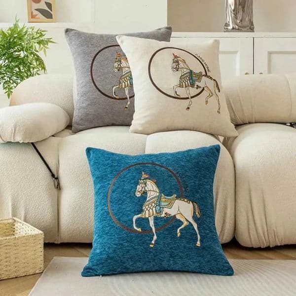 2026 Luxury perfume 45Cm Throw Cushion Pack Of 1 Pcs Luxury Horse Embroidery Modern Style cologne Couch Sofa Covers Free Shipping 6 16