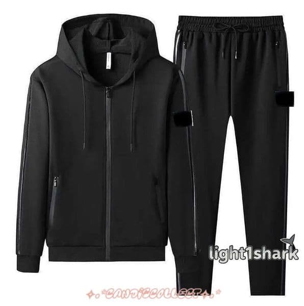 mens tracksuit Spring and Autumn stone Tracksuits Fashion Classic jacket Solid Casual Sports Suit Men's Two Piece Hooded Zipper Top zs8ws a1