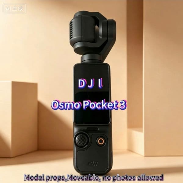 Compatible with DJI Osmo Pocket 3 action camera. Ideal for use as a film prop or display item in a retail showcase. All parts are movable; photography is not permitted.