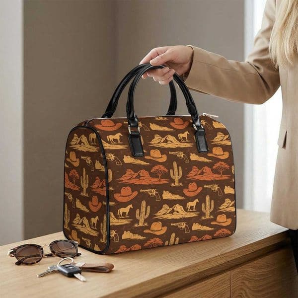 NXY Bowling Bag Vintage Western Cowboy Pattern Duffle Bag Retro Desert Horse Cactus Print Weekend Travel Handbag For Women 260518