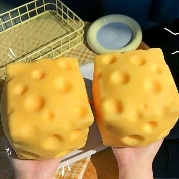 1pc Jumbo Slow Rising Cheese Squishy, Soft Stress Fidget Ball - Sensory Toy for Adults, Anxiety Relief Gift J260525
