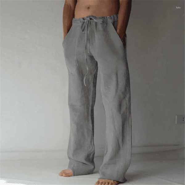 Men's Pants 2026 Spring/Summer Cotton Linen Summer Fashion Casual Solid Color Loose Plus Size M-5XL