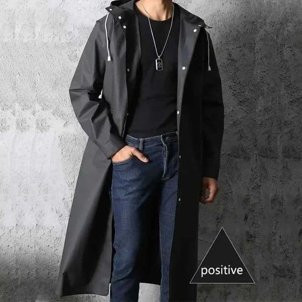 Black Fashion Adult Waterproof Long Raincoat Women Men Rain Coat Hooded For Outdoor Hiking Travel Fishing Climbing Thickened C2605251
