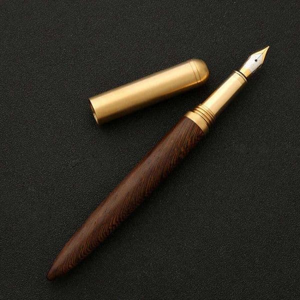 2024 Luxury Fountain Pen Wooden Brass Spin Elegante Stationery School Supplies Calligraphy Ink Pens Caneta de presente 26Y0525