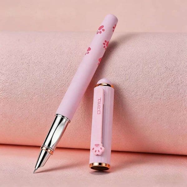 Cute Cat Clip Hero 360M Fountain Pen Erasable Ink 0.38mm Iridium Point Colorful Plastic Barrel Metal Ring Office School 26Y0525