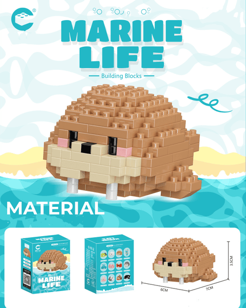 Free shipping Cartoon Ocean Animal Shark Underwater World Model Micro Particle Building Block Puzzle for Kids