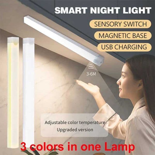 Motion Sensor Light Night Light USB Rechargeable Lamp Cabinet Wardrobe Lamp Staircase Backlight For Kitchen 3colors in one LampR260525