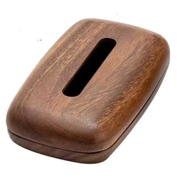 Walnut Tissue Box Cover - Modern Vintage Design Premium Wood for Desk Bathroom Decor Easy Refill Polished FinishJ260525