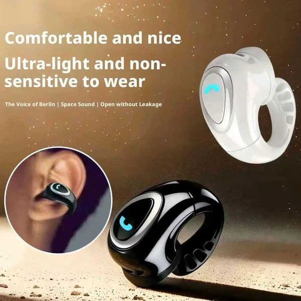 Bluetooth Wireless Ear-clip Single Headphone Open-Ear Air Conduction Earbuds Clip-On Single Headset HIFI Stereo Sound Earphone T260525