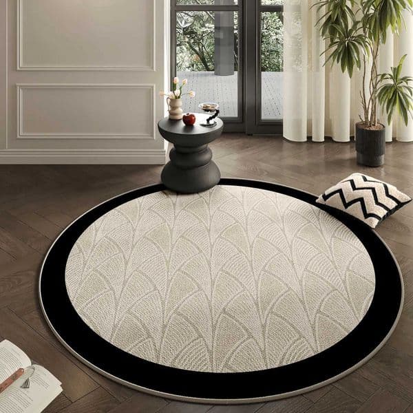 French Style Round Carpet Non-Slip Living Room Rug Sofa Coffee Table Mat Soft Bedside Floor Rug Home Decor AccentJ260525