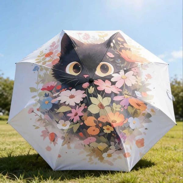Womens Digital Printed Folding Sunshade Umbrella UV Protection Portable Sun Umbrella for All Weather Conditions L260522